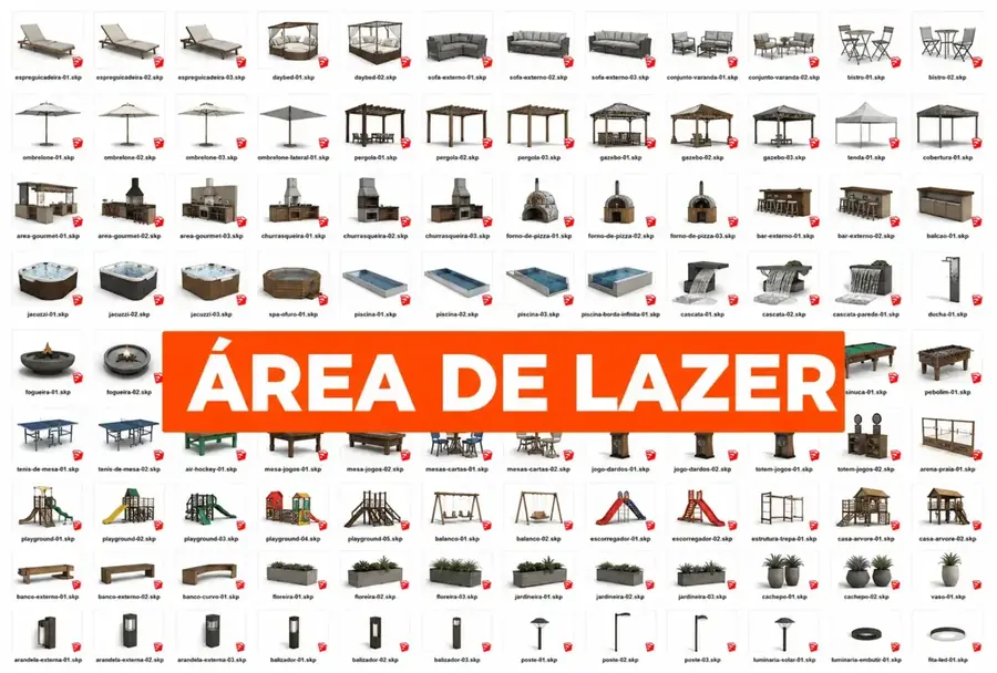 Prévia da pasta de blocos para Área de lazer