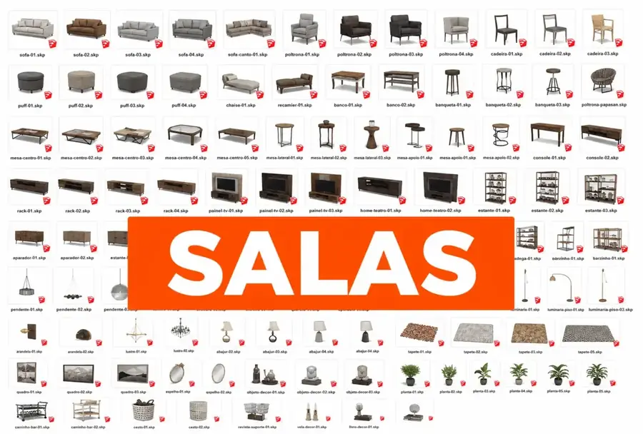 Prévia da pasta de blocos para Salas