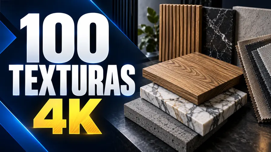 Capa do bônus Pack com 100 Texturas em Alta Resolução 4K para seus Projetos