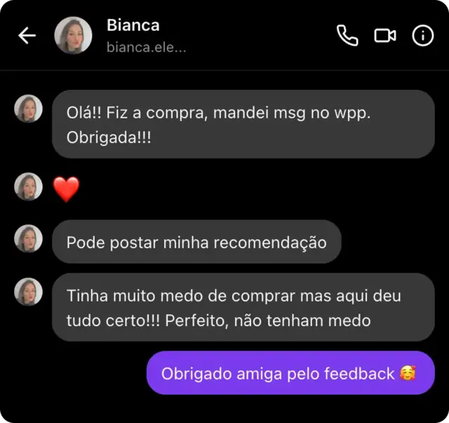 Conversa de depoimento de Bianca